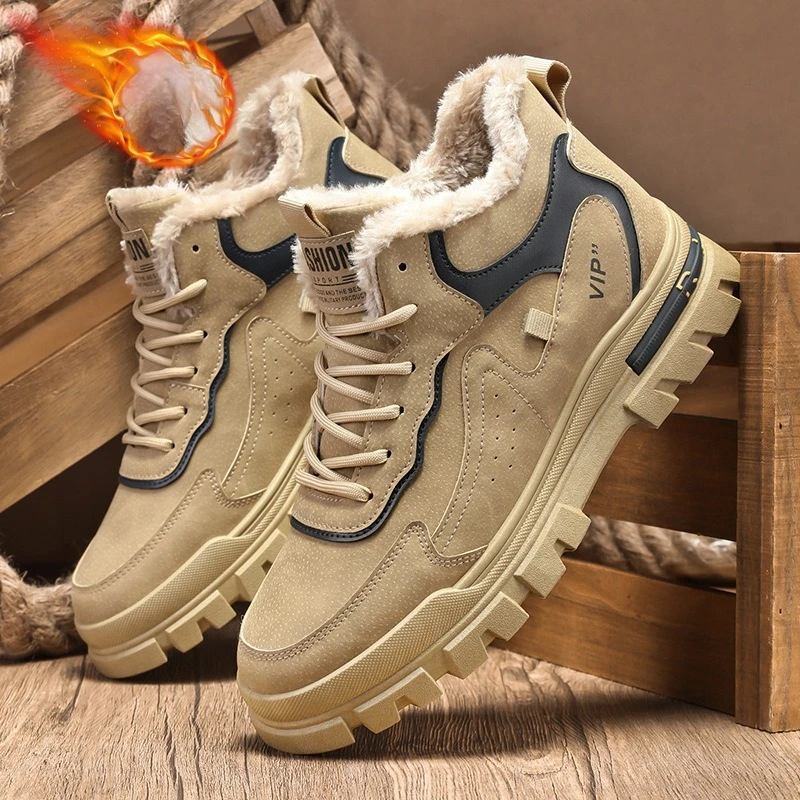 

Мужские ботильоны, короткие ботинки, зимние ботинки с толстой подкладкой и изоляцией, стильные и универсальные зимние ботинки на толстой подошве.