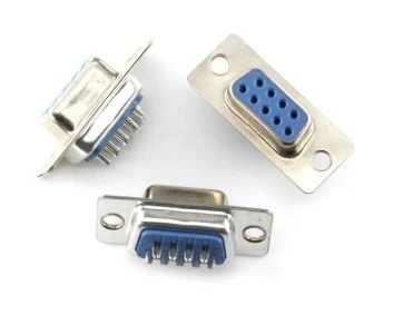 Connecteur femelle DB9, type à souder à 9 broches, 180 °   Prise de port série RS232 Blue Shell pour équipement industriel