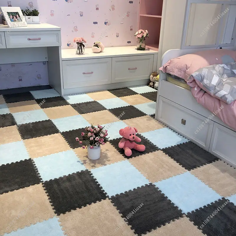 6Pcs 3 Colors Interlocking Carpet Tiles 30x30x1CM Decorative Mat Room Decoration Impact-Resistant EVA Floor Decoration Mat view 5