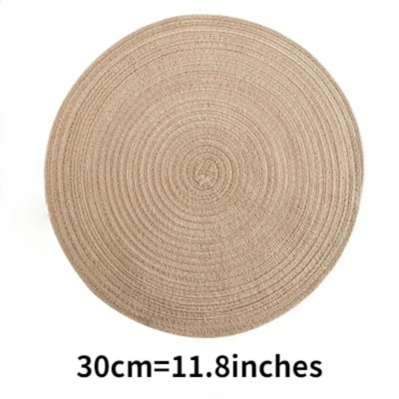 4/6pcs Round Table Mat Woven Ramie Placemats Anti Slip Dining Table Mats Non-Slip Tableware Bowl Pads Kitchen Drink Cup Coasters