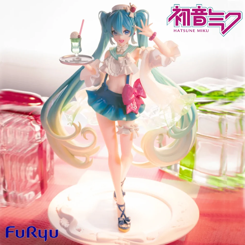 

Новая фигурка Хацунэ Мику, кремовое платье с газировкой, реквизит, коллекция украшений для рабочего стола, модель из ПВХ, игрушки, детский подарок