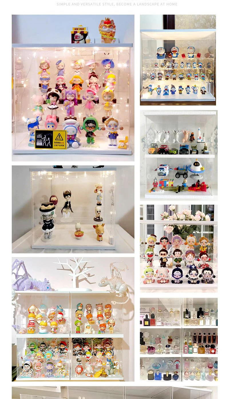 Clear Acrylic Display Case with Ladder for Collectibles Figures Perfume Doll Storage Box Organizer Protection Dustproof Showcase