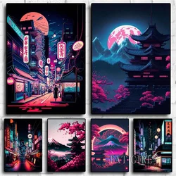 Diamond Mosaic New 2023 Japan Tokyo City Night Street Full Diamond Art Paintings Natural Scenery Cherry Blossom Tree Embroidery