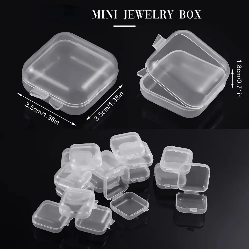 24Pcs Clear Small Plastic Storage Containers Anti Oxidation Transparent Jewelry Holder for Beads Ear Studs Necklaces Rings