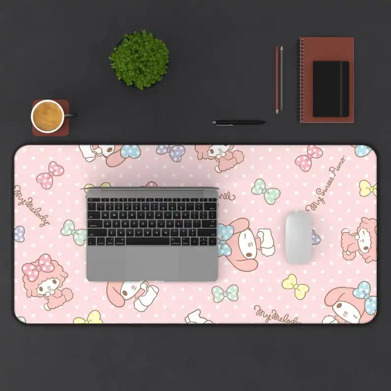 My Melody Mouse Pad | My Melody Pink Bow Polka Dot | Sanrio Desk Mat Gaming Setup | Cute Kawaii RGB Aesthetic