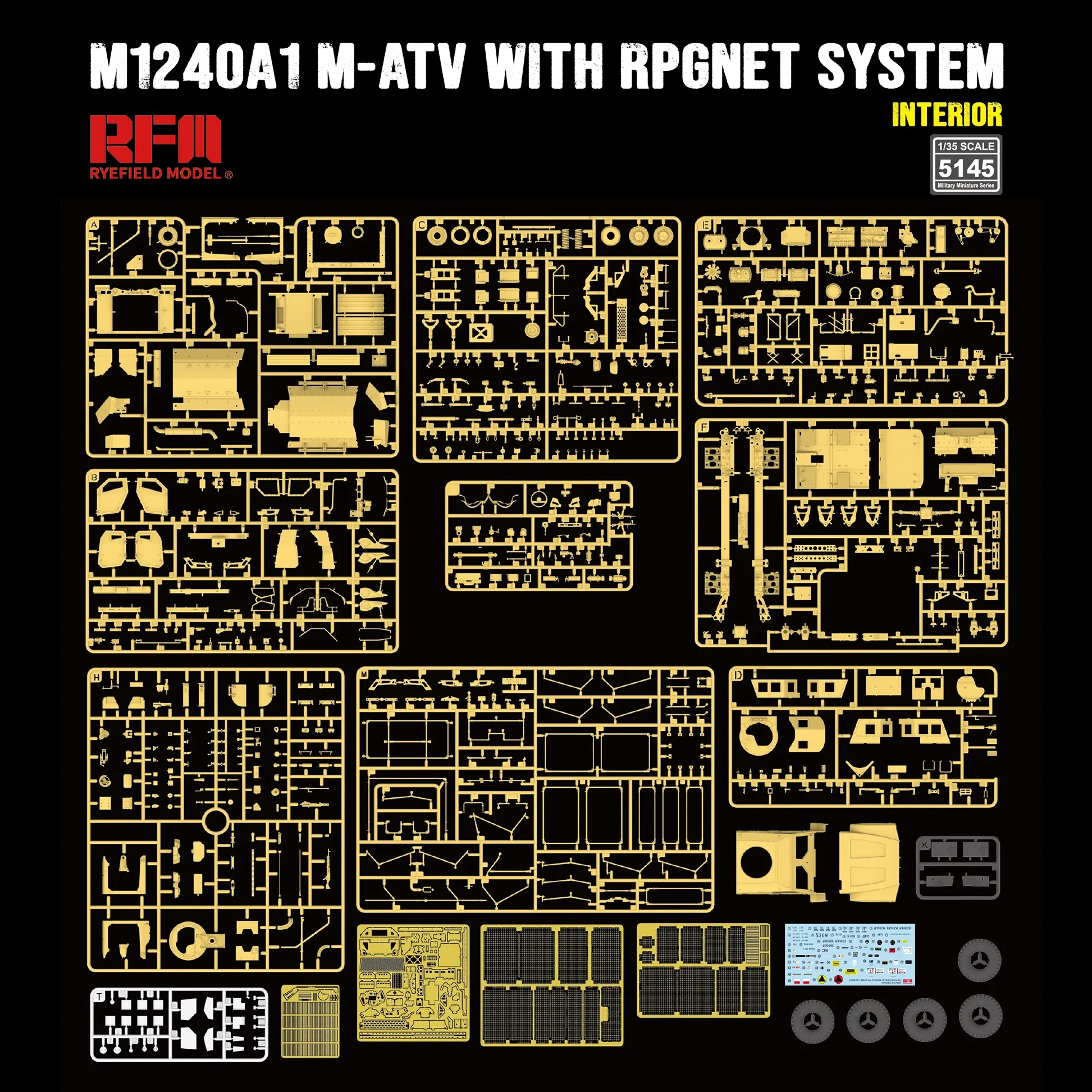 Ryefield Military Assembled Tank Scale Model Kit RM-5145 M1240A1 MATV American Mine Anti-Ambush Vehicle Built-in Edition 1/35