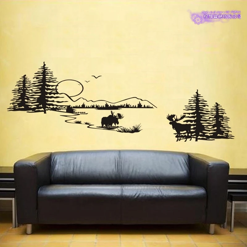 Buck Moose Deer Montain Wall Decal Car Sticker Hollow Hunter Window Vinyl Funny Poster