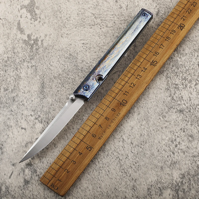 

New 7096 Color Lightning Pattern Titanium Alloy Pen Knife Mini Pocket Outdoor Camping Folding EDC Fruit Knife