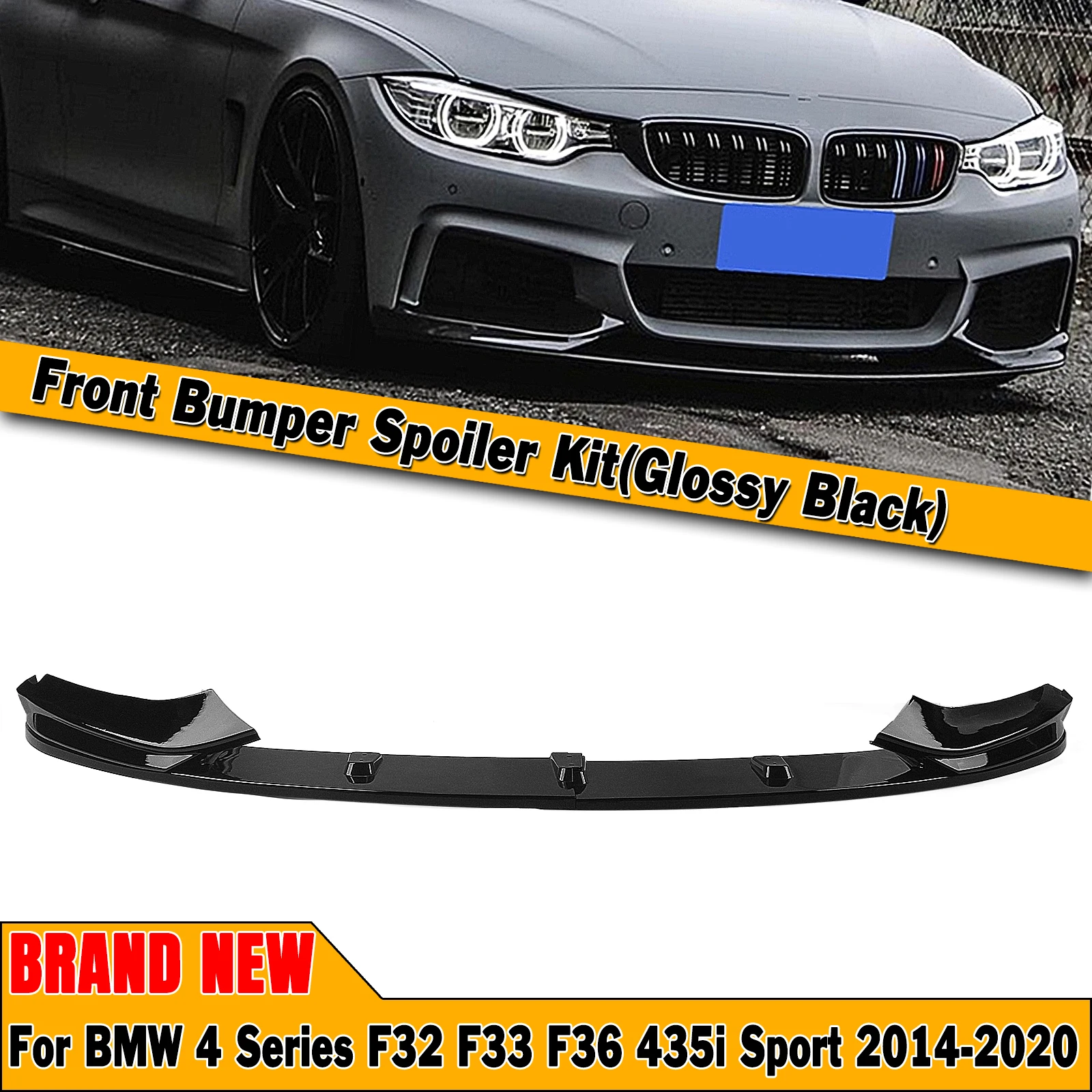 Auto Voorbumper Spoiler Lip Voor Bmw F32 F33 F36 4 Series M Sport 2014-2020 435i Glanzend Zwart/Koolstofvezel Look Lagere Splitter