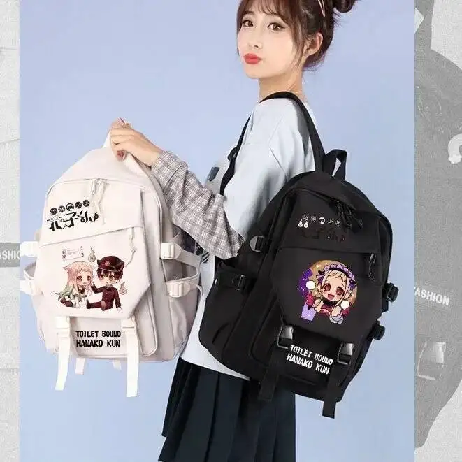 أنيمي لعبة أسود أبيض أزرق وردي أخضر Jibaku Shounen المرحاض ملزمة Hanako-Kun المراهقين حقائب مدرسية حقائب الظهر
