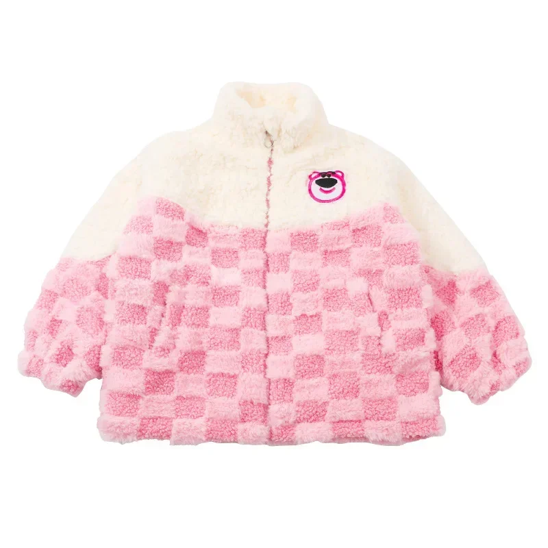 Girly Heart MINISO Anime Ins Kawaii Mode Erdbeerbär Pullover Mantel Winter Niedliche verdickte Jacke Kleidung Geschenke für Kinder