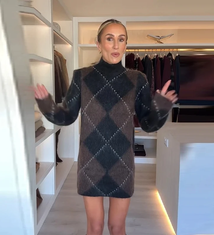 Knitted Women's Sweater Fashion Loose Long Sleeve Warm Turtleneck PulloversAutumn Lady Commute Jumpers Tops