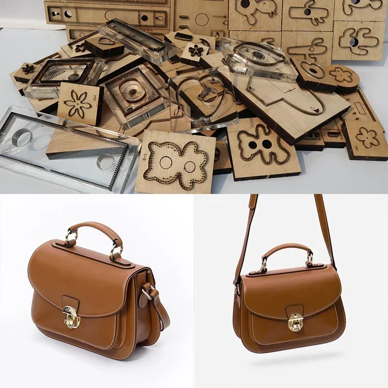 Japan Steel Blade Wooden Die, Handmade Leather Shoulder Bag & Saddle Bag Cutting Mold, DIY Leather Craft Tool