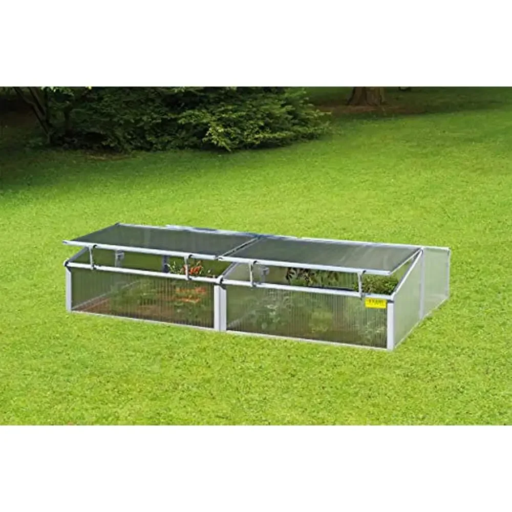 Jumbo Cold Frame with Herbal & Plant Garden Protector 21.5 Sq Ft 4 Windows Heat-Insulating Panels Aluminum Frame UV-Resistant