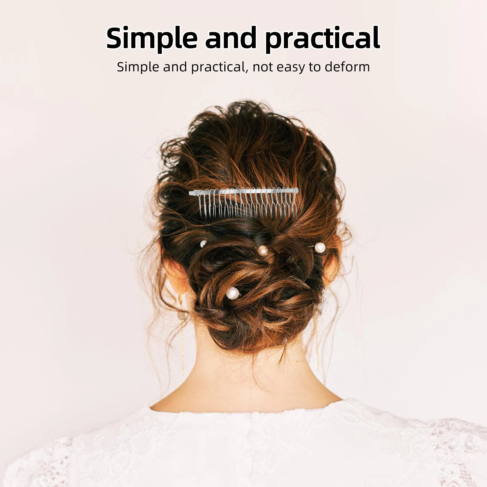 

8pcs Metal Side Combs Silver Vintage Design Wedding Bridal Veil Accessories 20-Tooth Insert Comb Durable Styling Tool For Women