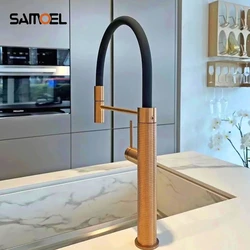 High-end Carving Body Pull Out kitchen faucet with Black RubberMixer Deck-mount Sink Cold Hot Water Taps  1251C