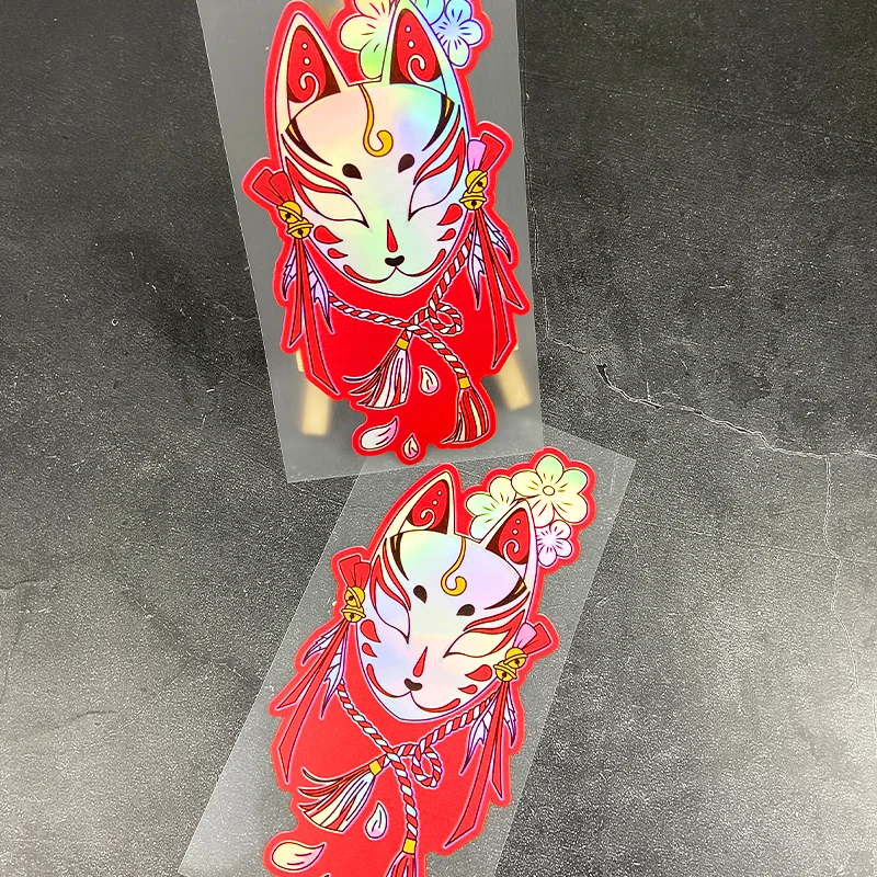 ملصقات Fox Mask JDM للدراجات النارية مقاومة للماء للدراجات النارية هدية أمامية يمكنك صنعها بنفسك صندوق خوذة سكوتر شارات فينيل ليزر عاكسة #5