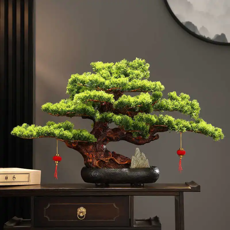 Simulated Welcoming Pine for the Entrance Hall Green Plant Artificial Tree Potted Plant for the Living Room, Decorative Ornament