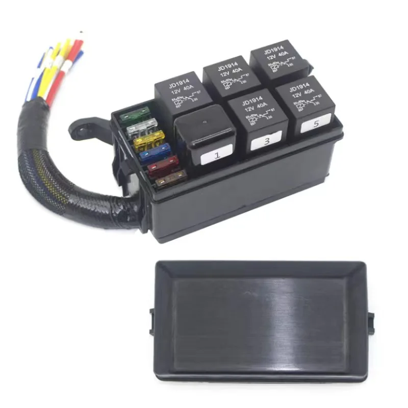 12V Electrical Relay Holder Fuse Box 6 Way Blade Auto Fuse Relay Box Pre-Wired Automotive Fuse And Relay Box