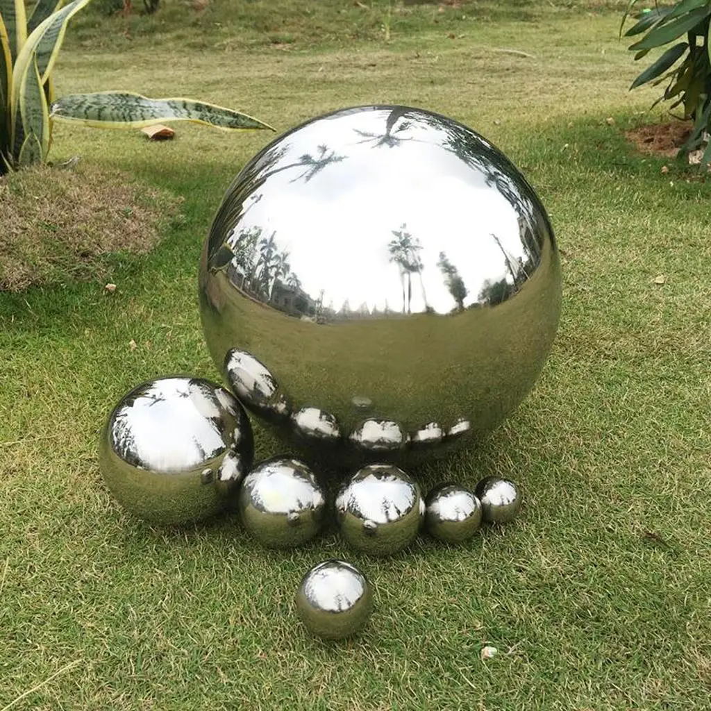 Stainless Steel Mirror Polished Sphere Hollow Round Ball Garden Decor Ornament for Shopping Malls Office Space Decor