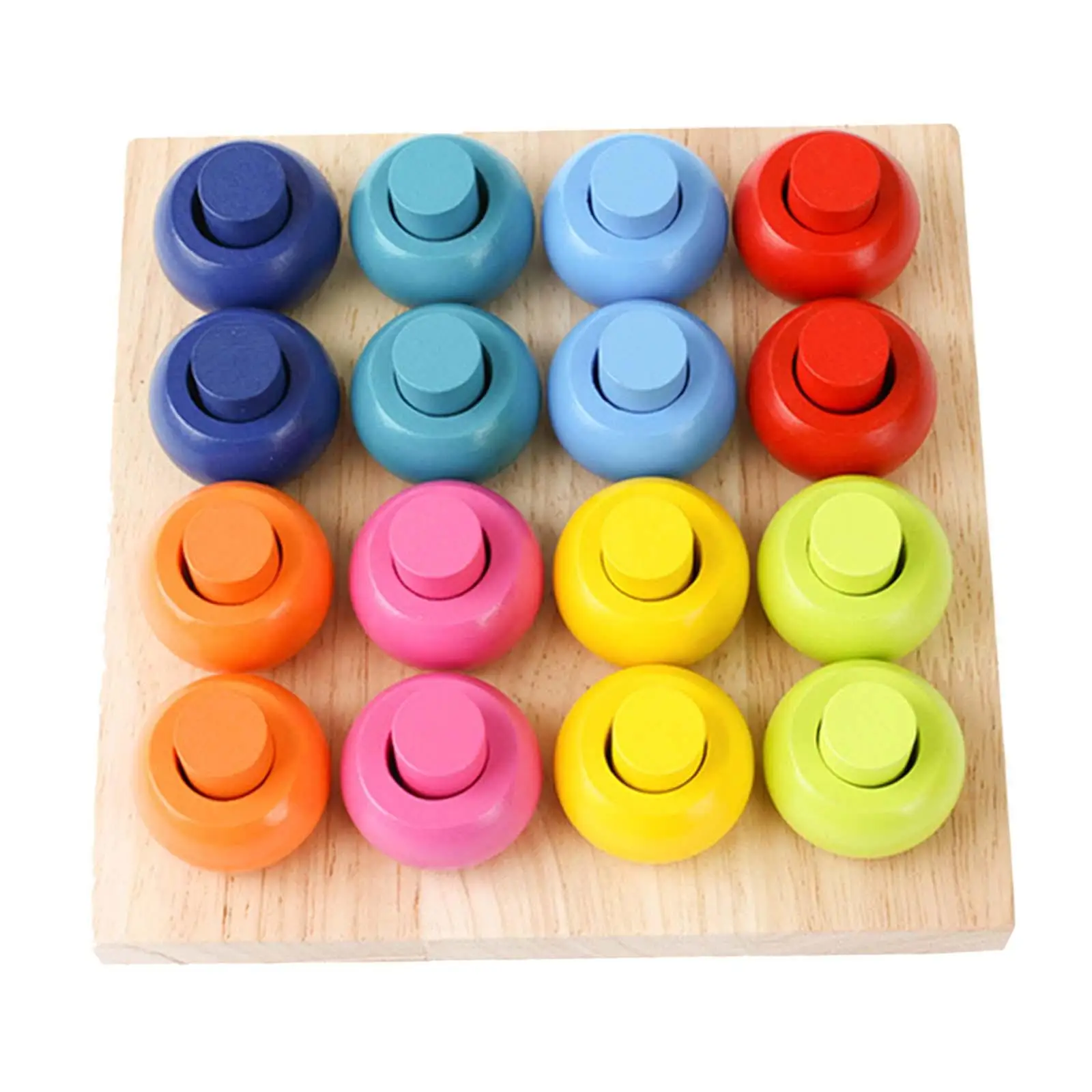 Tablero de anillos apilables de clasificación de Color, tablero de clavija de apilamiento de madera Montessori cognitivo para educación temprana para bebés y niños pequeños