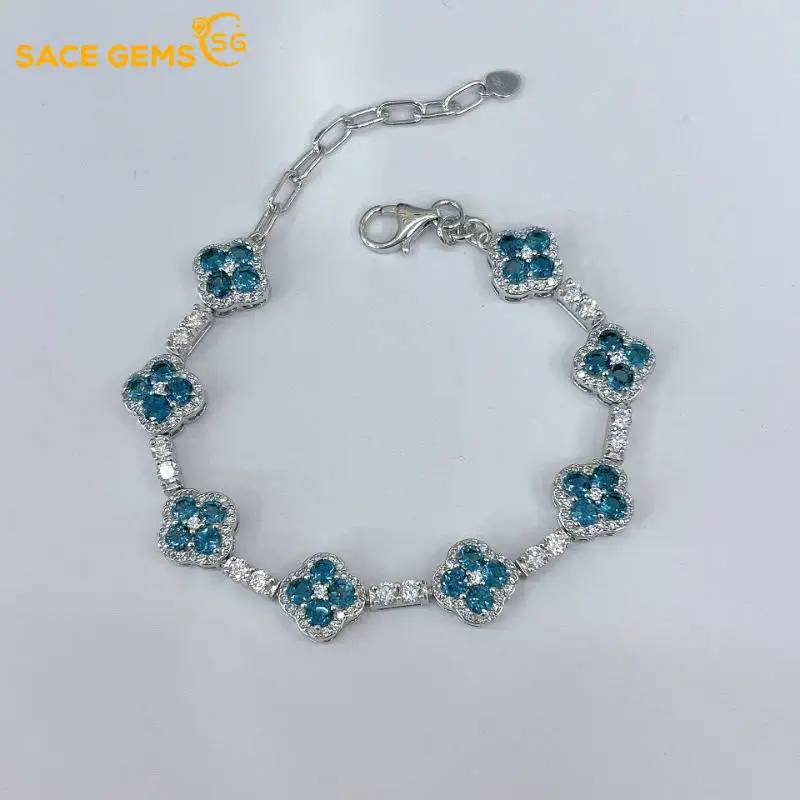 

SACE GEMS стерлингового серебра 925 пробы 3 мм натуральный лондонский синий топаз браслеты с драгоценными камнями для женщин помолвка коктейльная вечеринка ювелирные украшения