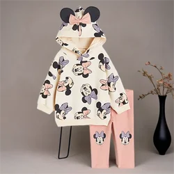 Moda primavera bambina Minnie stampa principessa felpa con cappuccio Set autunno ragazze bambino carino vestito Casual bambini manica lunga vestiti stampati