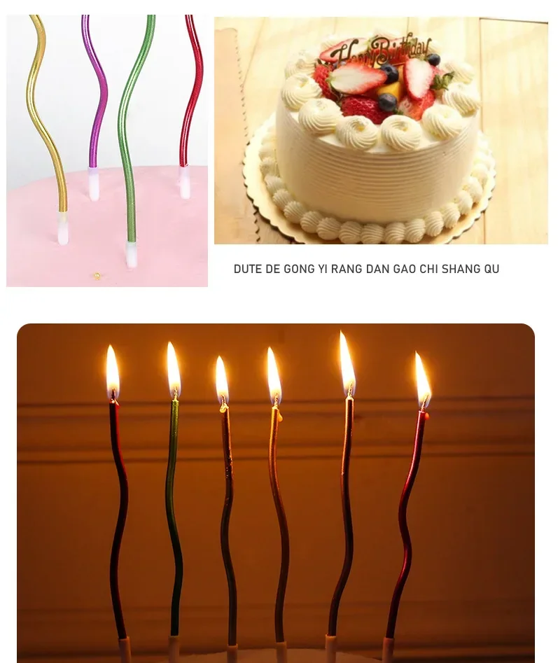 

6pcs/pack Curved Cake Candles Birthday Baby Shower Gender Reveal Cupcake Decorating Candle Toppers Wedding Party Supplies