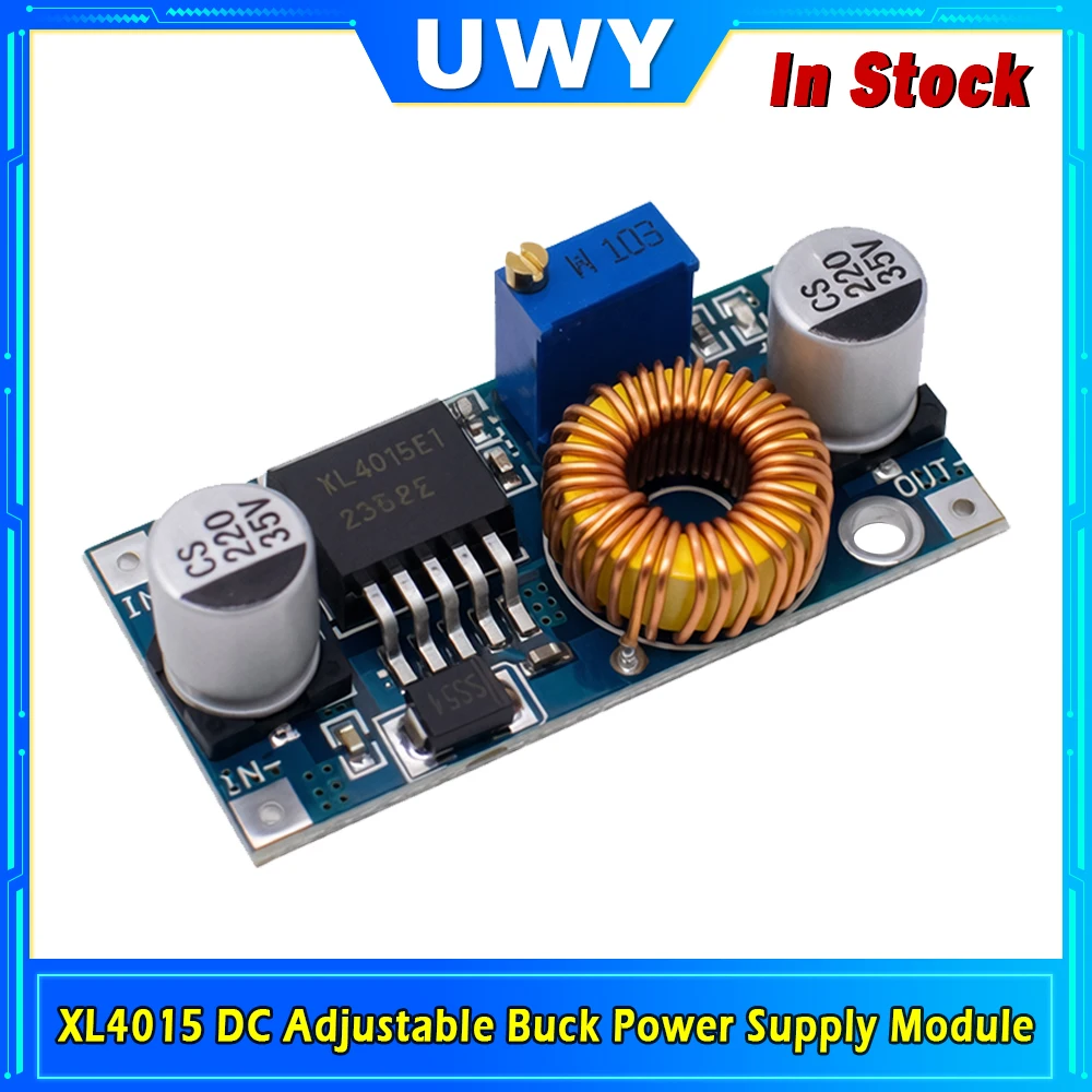 XL4015 DC-DC Adjustable Buck Power Supply Module 5-32V Input 0.8-30V Output 5A Step Down Voltage Regulator Board For Arduino DIY