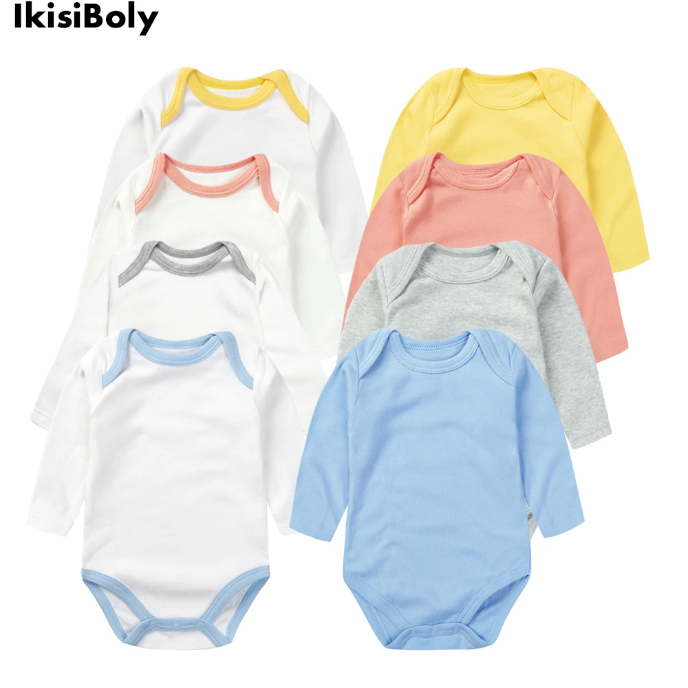 Newborn Baby Long Sleeve Rompers for Unisex Boys Girls 100% Cotton Clothes Bodysuits Kids 0-24M One-Piece Infant Summer Onesie