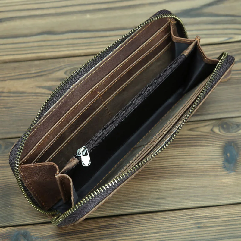 Money Clip Men Genuine Leather Cowhide Wallet Multi Card Case Tickets Holder Pouch Bag Keep Cards Vintage Brown Wallets