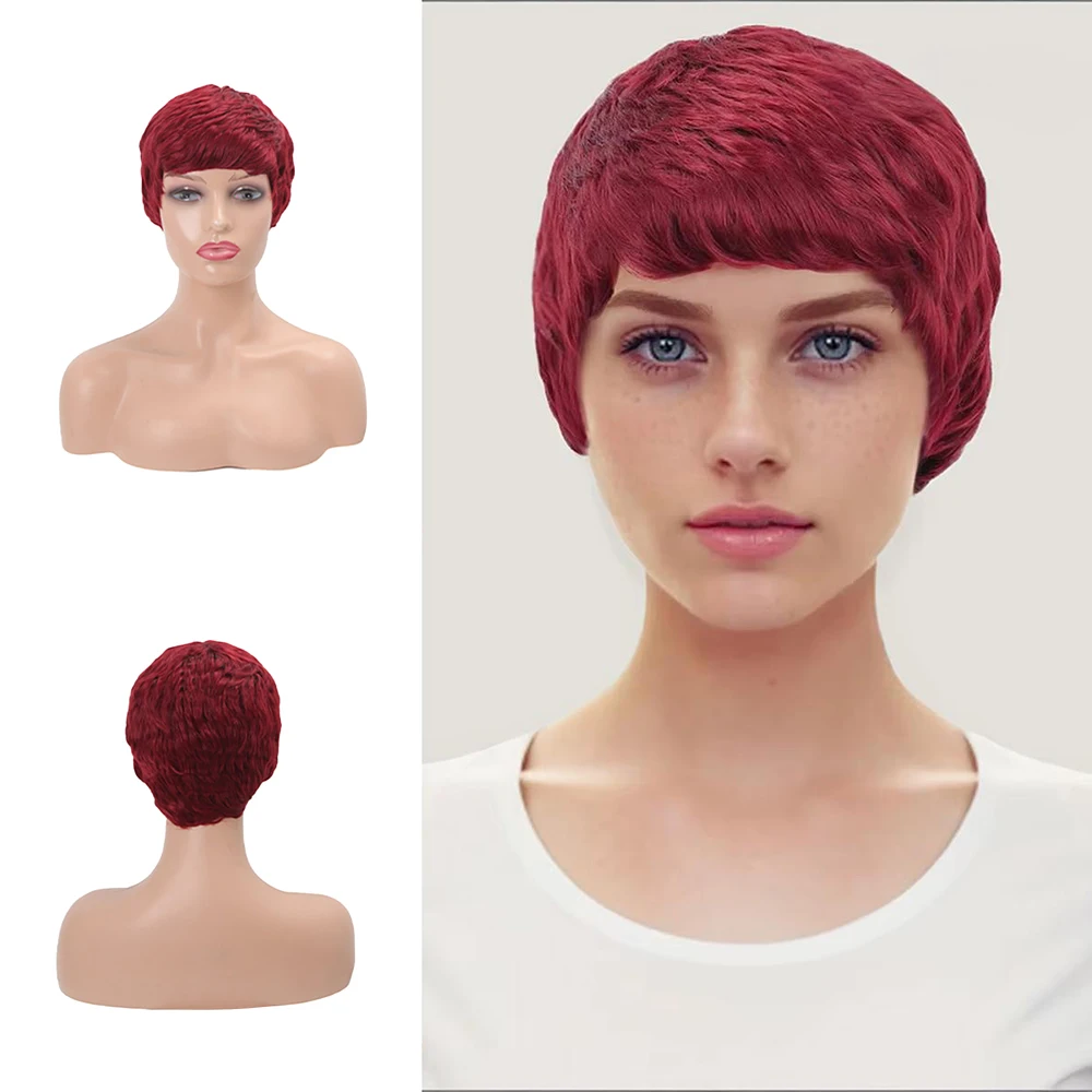 High-Quality Pixie Cut Synthetic Short Hair With Bangs Is A Natural And Heat-Resistant Wig Suitable For Women'S Daily Parties