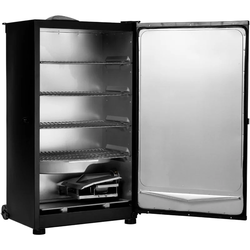 ماستربيلت ®   مدخن شواء عمودي كهربائي رقمي مقاس 30 بوصة مع محمل شرائح خشبية جانبية ورفوف من الكروم ومربع للطهي 710