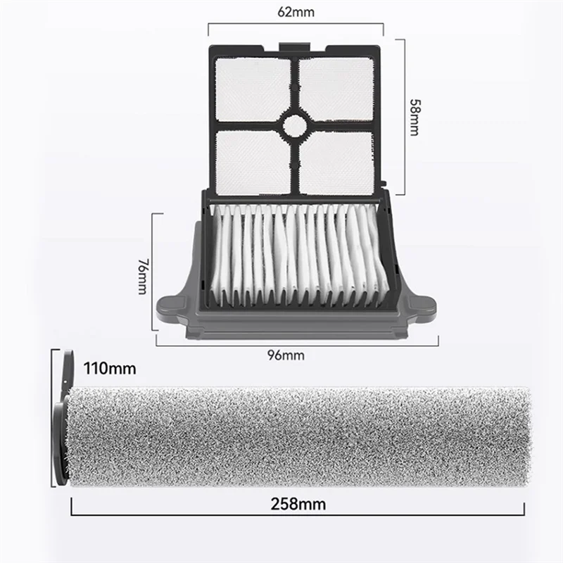 A005-Сменные HEPA-фильтры и набор щеточных роликов для Tineco FLOOR ONE S7, паровой беспроводной пылесос для влажной и сухой уборки пола