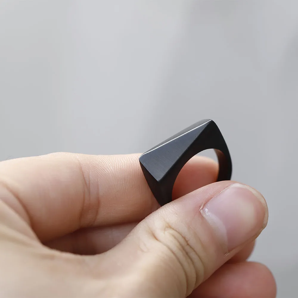 خاتم ختم فاسق عتيق جديد لعام 2025 للرجال، مستطيل، لامع، هندسة رمادية، ستانلس ستيل، هدايا مجوهرات، موضة جديدة #6