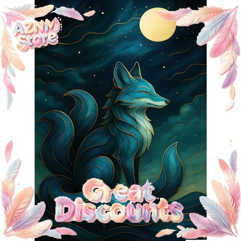 Mysterious Nine-tailed Fox Posters Serene Scene Forest Waterfall Modern Prints Canvas Wall Art Pictures Home Living Room 2026