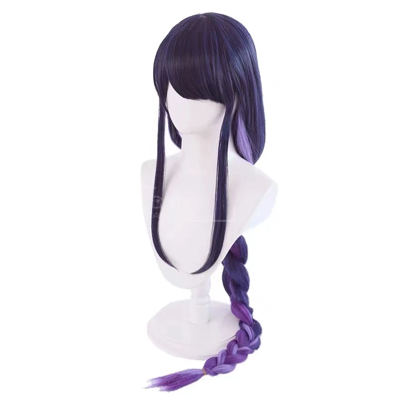 Wig Genshin Impact Raiden Cosplay 90cm Purple Wigs Hair Anime Hair halloween party