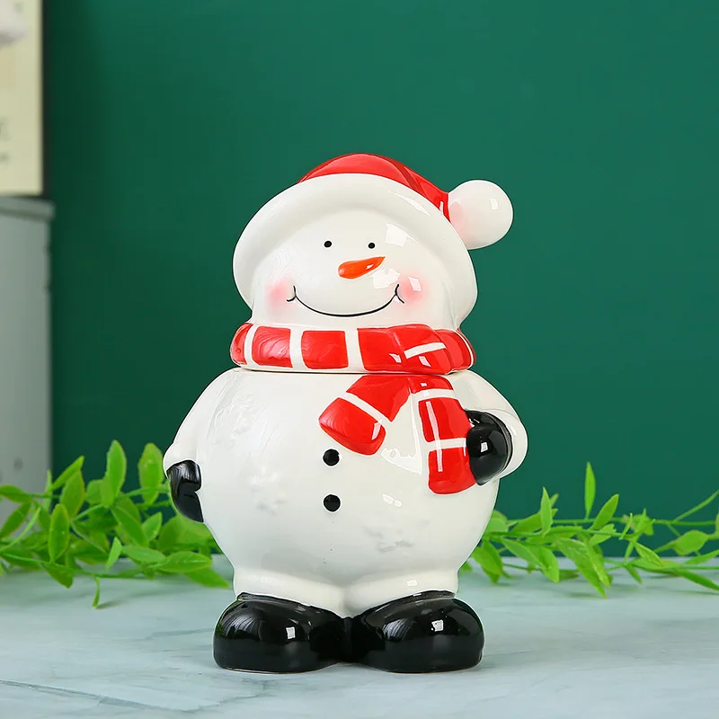 

Ceramic Christmas Snowman Christmas Tree Christmas, Cookie Jar Hand Painted Ceramic Candy Jar Storage Jar Ornament