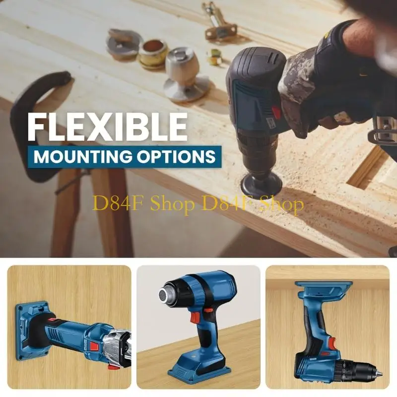 D84F Pack of 5 Wall Mounted Holder Base Support for 18V Tool Plastic Storage Solution for Workshop and Garage Organization