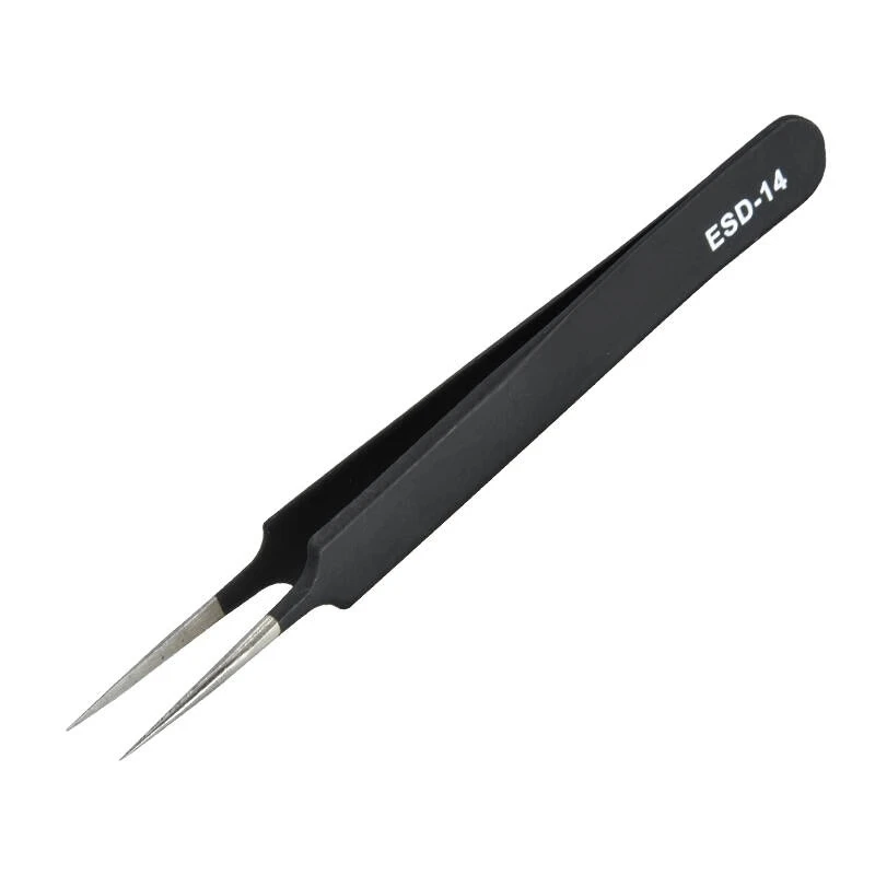 

2PCS Tweezers Tweezers Pointed Black For PCB Repair Hand Electronics Repair Craft Tools