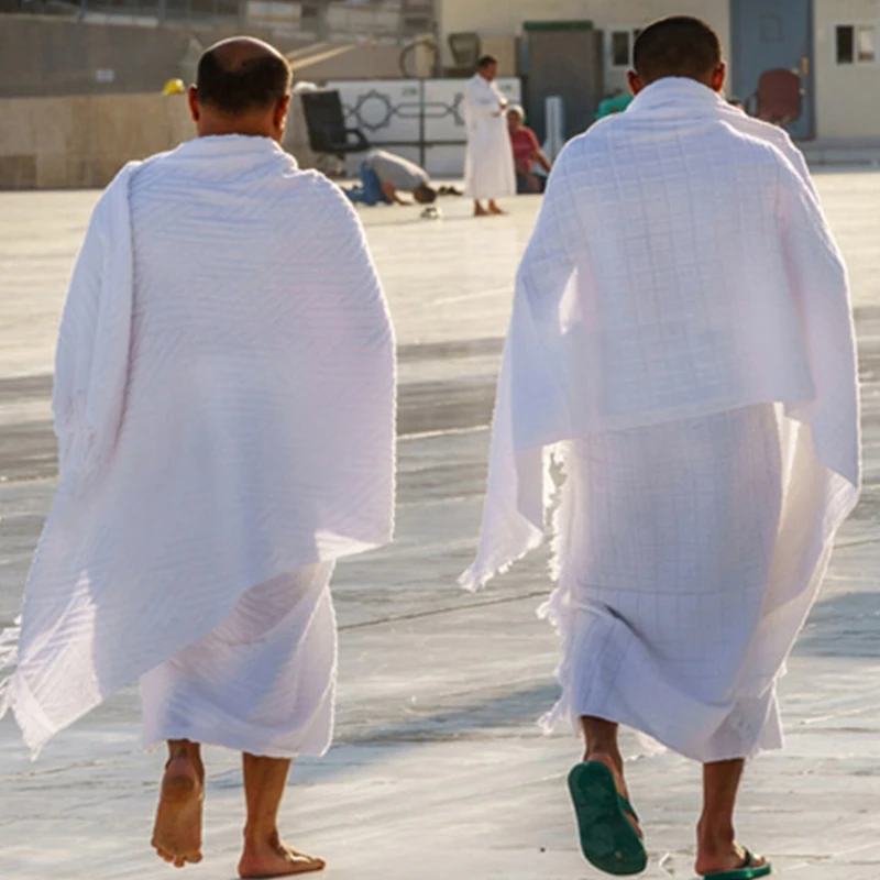 Toalha de peregrinação ihram para muçulmano árabe meca hajj roupas homem ramadã islâmico culto trajes xale jubba thobe