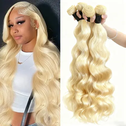 16A Blonde 613 vague de corps paquets de cheveux humains 100% non transformés cheveux brésiliens Remy 30 40 pouces paquets de cheveux bruts Extension de tissage