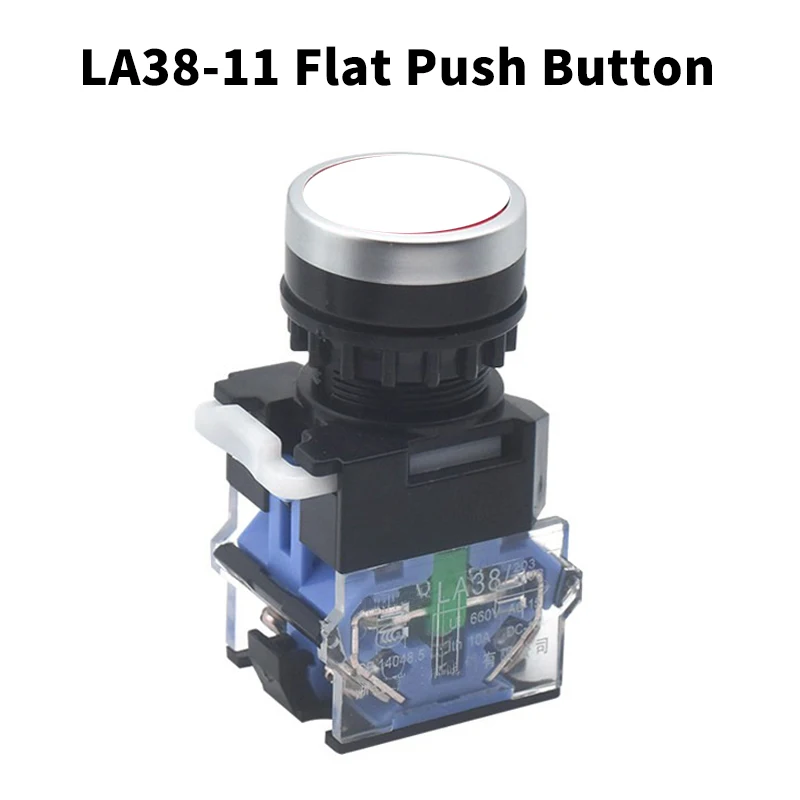 220V 22mm LA38 Round self-locking Reset power button switch 1NO/1NC instantaneous switch with Silver Contact Point