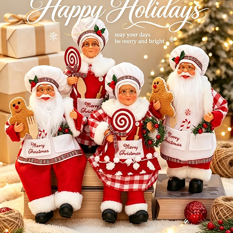 Cartoon creative new standing posture chef elderly lady Christmas hotel restaurant desktop decoration ornament