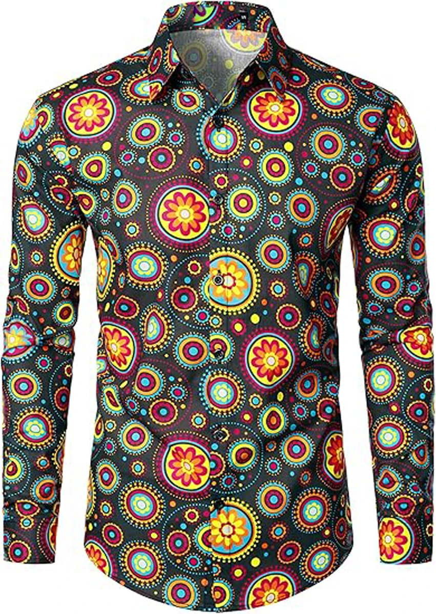 

Men's European Pattern 3D Printed Shirt Hawaii Beach Leisure Vacation Long-sleeved Lapel Business Outdoor Party Clothes for Men