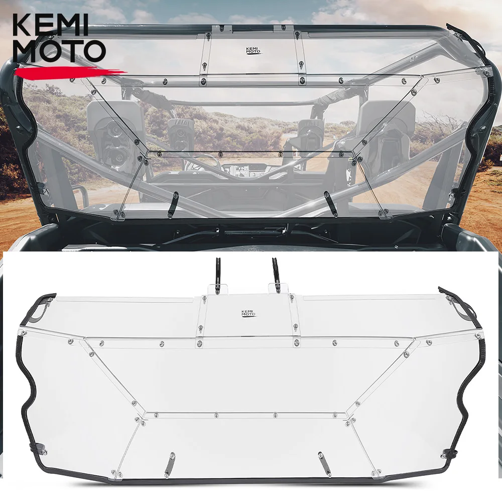 KEMIMOTO UTV 1/5 Inch Thick Clear PC Windscreen Rear Windshield Compatible with Honda Pioneer 1000-6 1000 6 2023