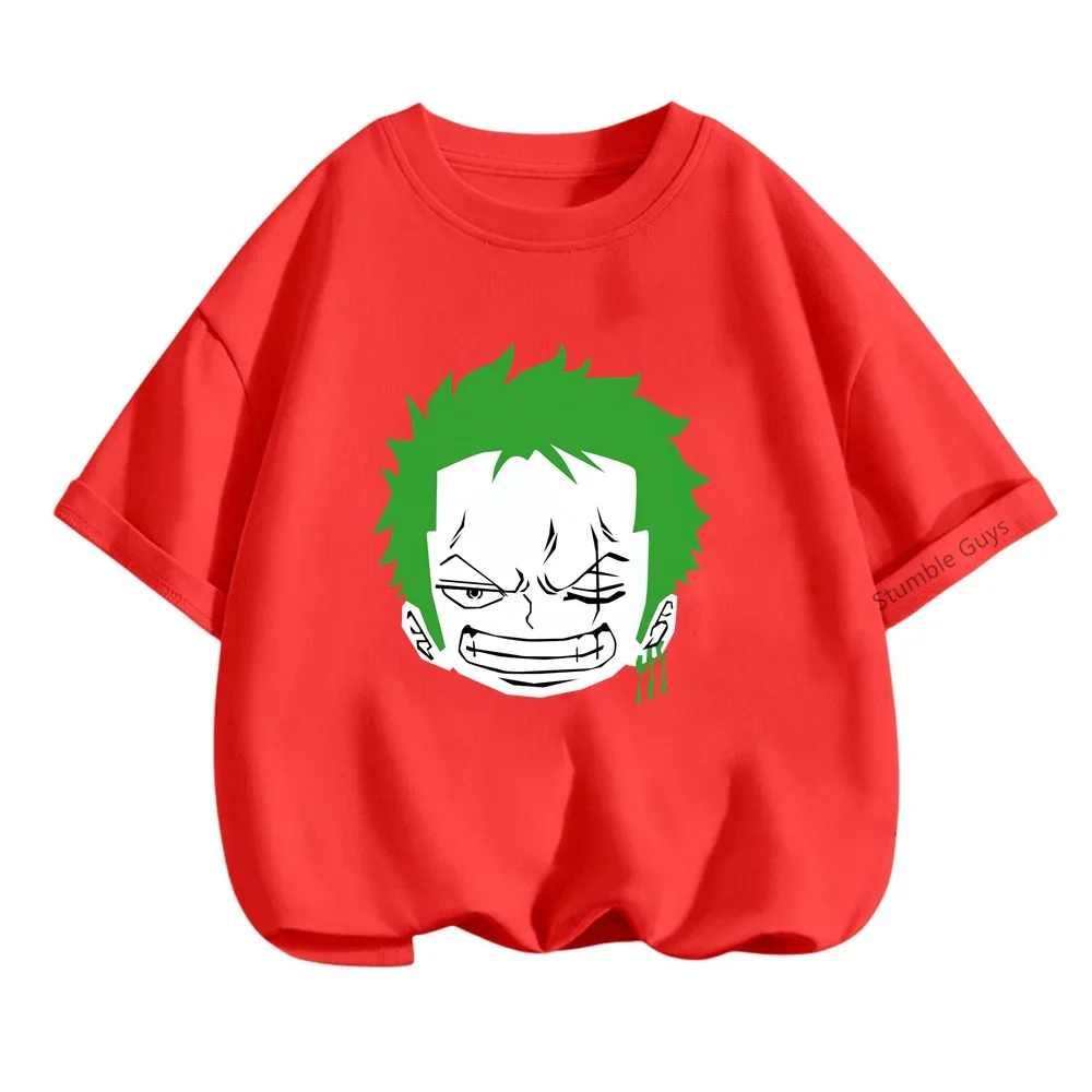 Zorro Tshirt Kids New Anime One Pieces Clothes Boys T Shirt Girls Clothing Children T-shirt Summer Teen Short Sleeve Tops Tees