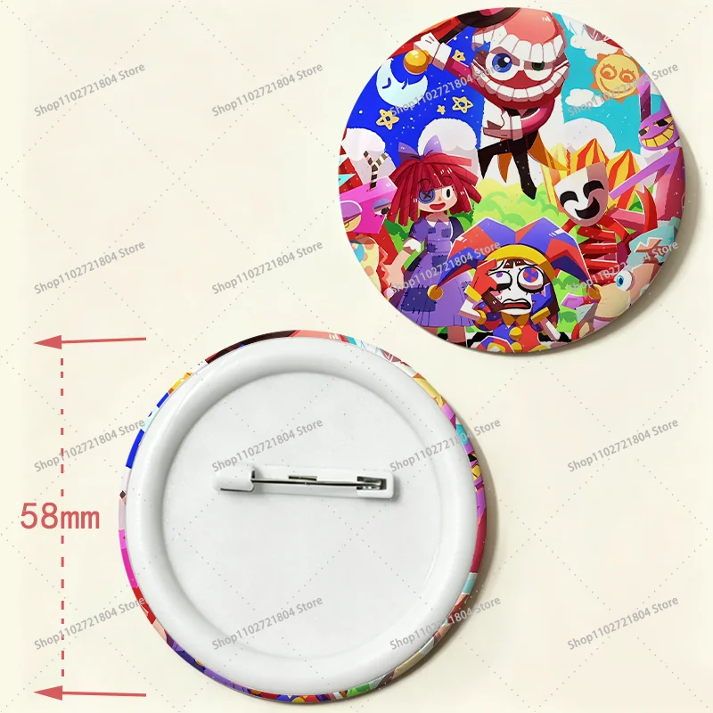 The Amazing Digital Circus 58mm Round Badge for Backpack Clothing Anime Cartoon Fashion Badges Students Decorative Badge Gifts view 6