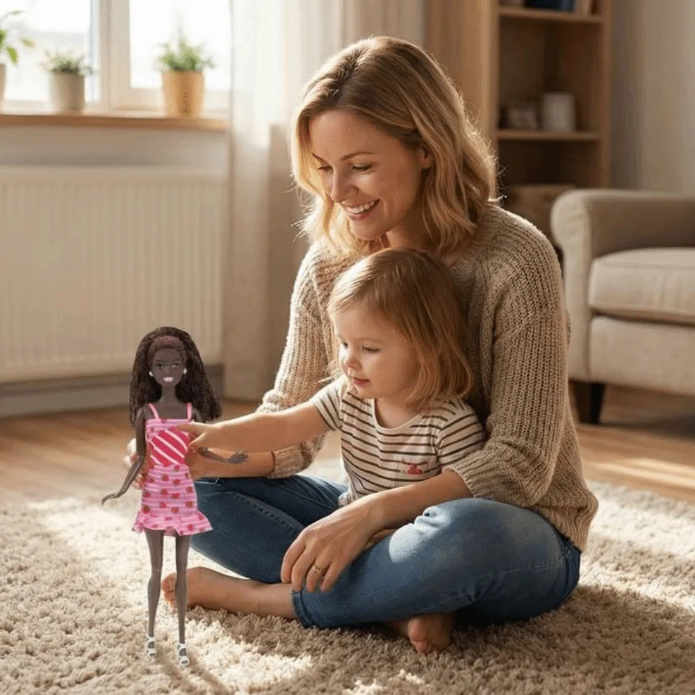 Girls Black Skin Supermodel Nude With Dress Brown Hair African Girl Princess 30cm Movable Black Princess For Girl