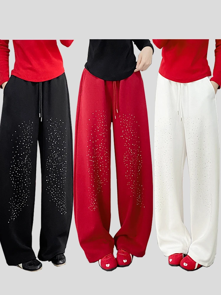 fall-new-style-women's-jazz-dance-training-loose-wide-leg-pants-square-dancing-long-pants-breathable-high-waist-cotton-polyester